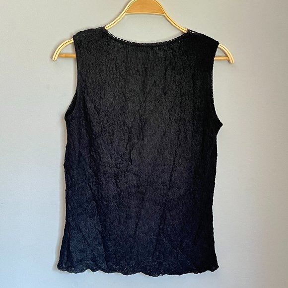 Algo Black 90s/Y2K Floral and Lace Print Tank Top - Picture 7 of 13